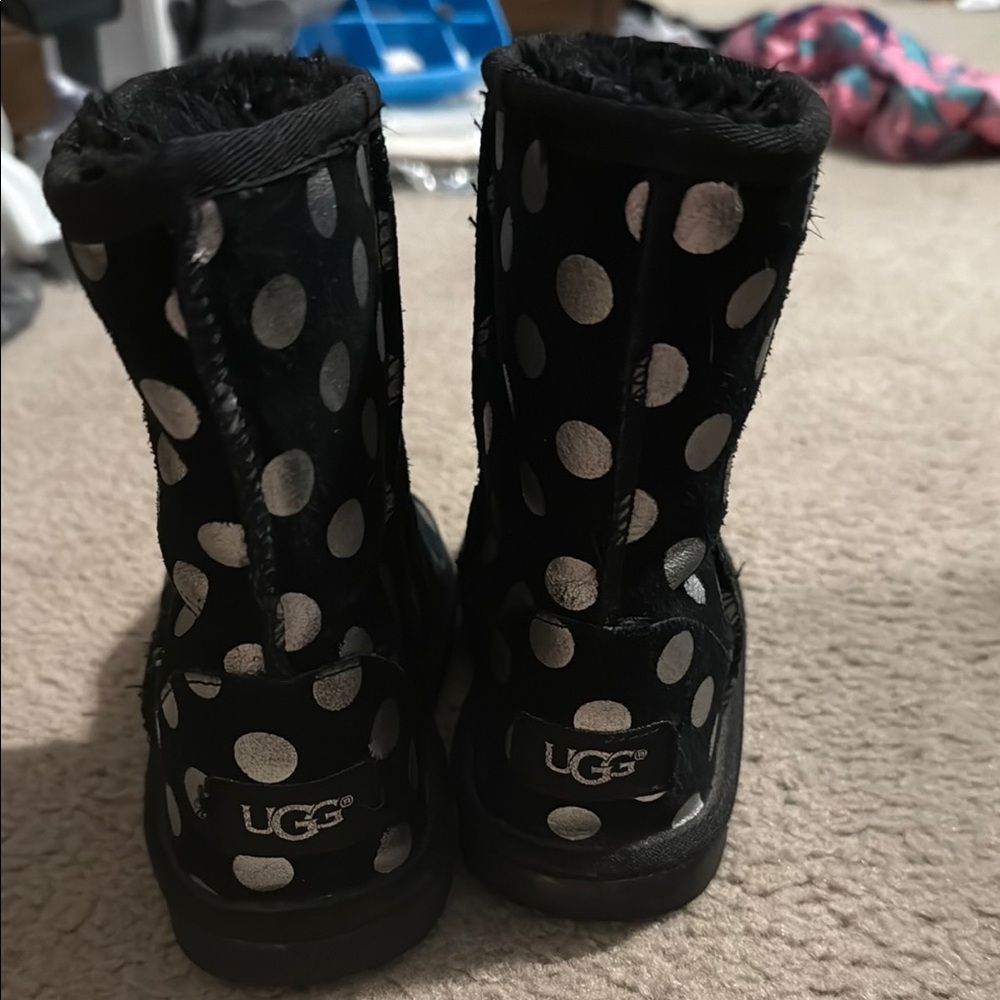 UGG Black Boots with Silver Polka Dots